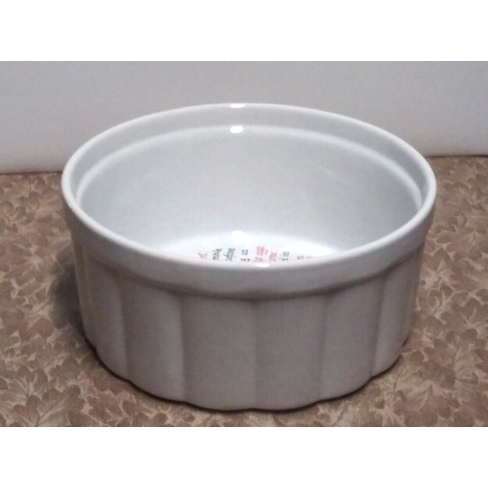 Epicure England Souffle Baking Dish Ribbed White Porcelain Ceramic 8"x4" EUC